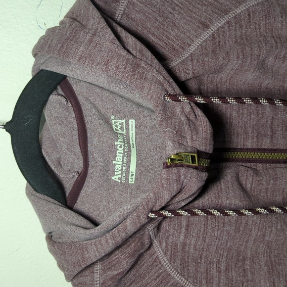 Avalanche Double Peached Heather Sweatshirt Purple Full-Zip Thumbholes Size M - Picture 2 of 4